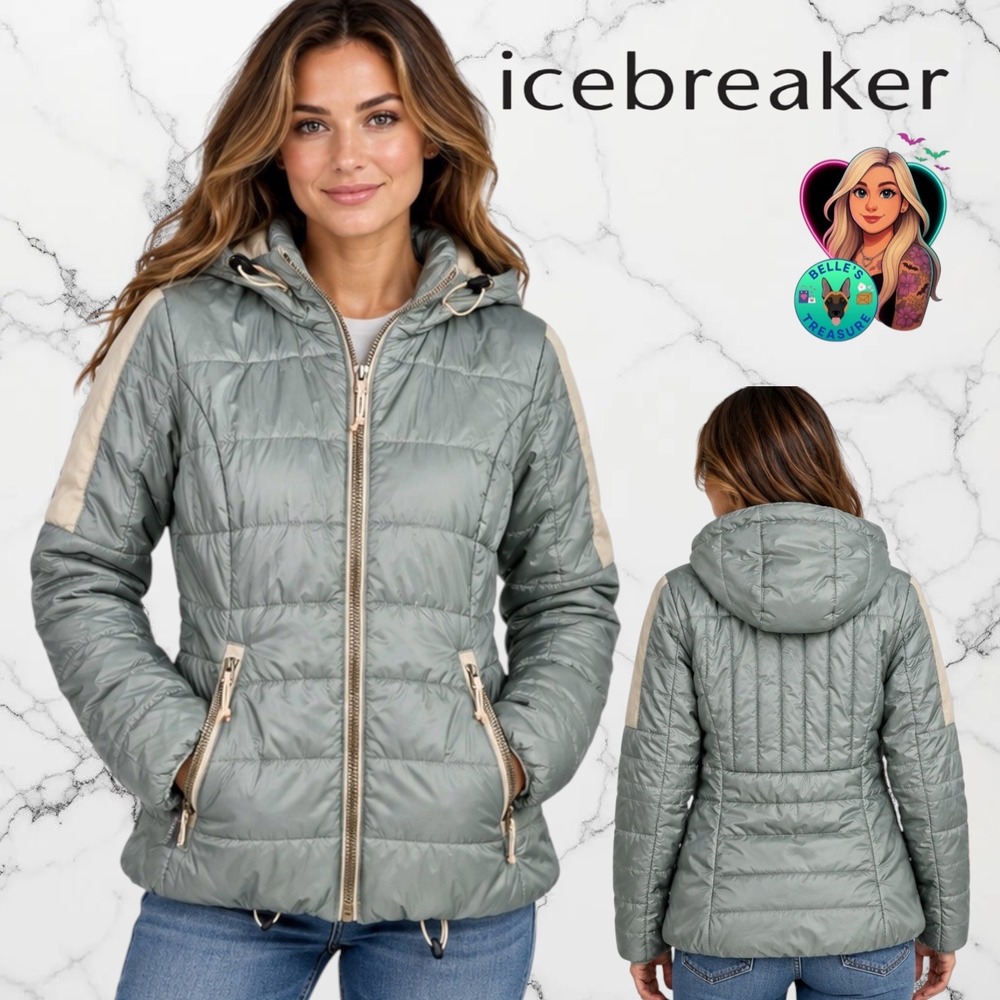 Icebreaker MerinoLOFT Stratus Hooded Puffer Jacket Sage Green Women's Small